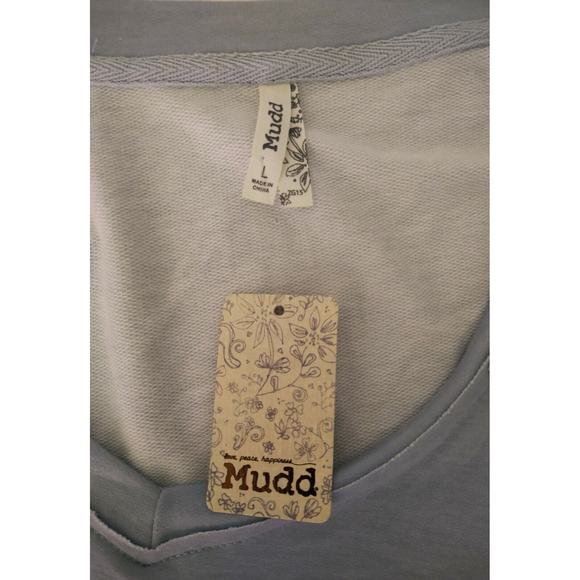 Women's MUDD Long Sleeve Blue Dip Dye Pullover Shirt Soft Comfy Size LG NWT - Picture 7 of 10